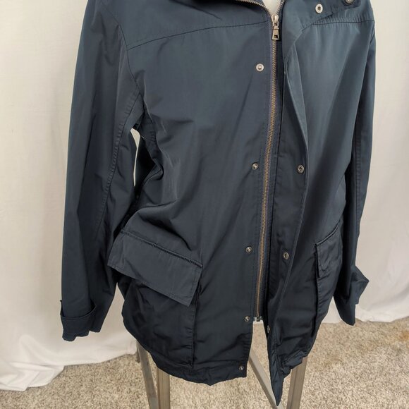 Cole Haan Rain Coat Jacket Medium Blue Hood - Picture 3 of 12